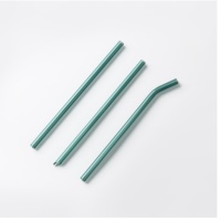 Pailles en verre colorées réutilisables de 200 mm (8 pouces) en borosilicate, courbées, pour smoothies, milkshakes, bars - MOQ 800