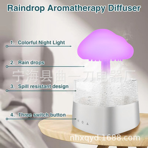 Raindrop Aromatherapy Diffuser With Colorful Night Light And Spill Resistant Design For Home Bedroom Use - Product Image 1