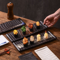 Assiette à sushi en céramique, vaisselle japonaise en céramique, assiette à poisson et assiette plate rectangulaire pour hôtel et usage domestique