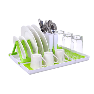 Kitchen Drainer Dish Rack with Lid Dish & Utensil Organizer Plastic Dish Rack Storage