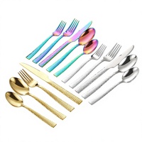 Ensemble de couverts modernes minimalistes à finition miroir gaufrée diamant, nouvelle arrivée transfrontalière, vaisselle d'hôtel, manche carré, 430 pièces