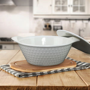 Alivio de oreja doble ovalado con tapa Tazón de sopa Hogar Hotel Tazón Olla Estofado Taza Horno microondas Cubiertos Tazón de cena - Product Image 6