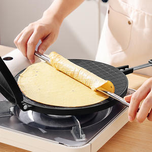 Máquina para Hacer Conos de Waffle de Aluminio al por Mayor, Sartén Multiusos para Panqueques y Rollos, Antiadherente de Doble Cara con Mango de Baquelita - Product Image 3