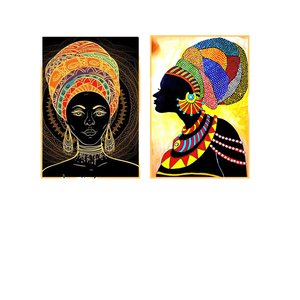 3 pezzi su tela da parete afro-americana, ritratto di donna nera con collana di orecchini d'oro, poster da parete, decorazione di arte moderna, pittura per decorazioni domestiche, senza cornice