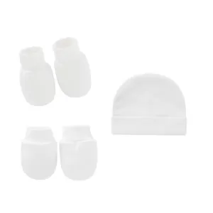 Newborn Face Protection Cover Anti Scratch Summer Single Layer Baby Mittens Cap Glove Socks Set