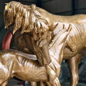 RELONG Gerçek Boyutta Açık Hava Bahçe Dekorasyonu Bronz At ve Yavru At Heykelleri Satılık - Product Image 5