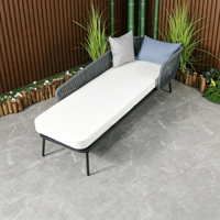Chaise longue d'extérieur en corde, transat en aluminium avec coussin, lit de plage imperméable pour piscine, patio, jardin, complexe hôtelier
