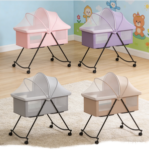 Custom Logo Available Soft Edge <strong>Rounded</strong> Corner Sleeping Swing Cradle Baby <strong>Crib</strong> with Mosquito Net - Product Image 5