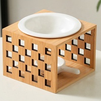 Support de bougie en céramique et bambou, diffuseur d'encens, brûleur d'huiles essentielles, chauffe-cire géométrique