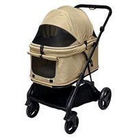 Poussette pour animaux à 4 roues avec 3 fenêtres, pliable d'une seule main, doublure lavable, grand espace, chariot de voyage pour chien et chat avec panier de rangement