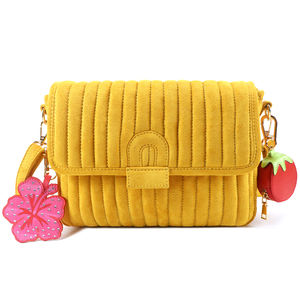 Bolso Bandolera Acolchado de Ante Amarillo de Moda 2025, Estilo Retro Minimalista, Moda Femenina para Combinar con Atuendos Casuales Diarios - Product Image 4