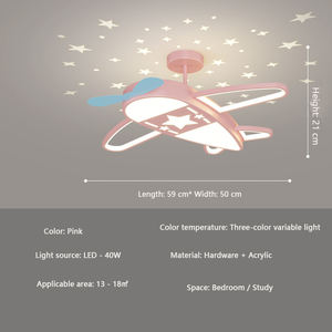 Rosa Flugzeug LED-Deckenleuchte 59cm 40W Fernbedienung Dimmbar Schlafzimmerlampe Augenschutz Beleuchtung für Mädchenzimmer - Product Image 5