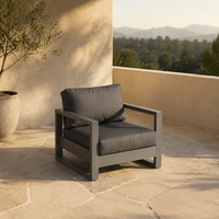 Outdoor Aluminium-Sofagarnitur für Garten und Terrasse Moderne 4-teilige Möbelgarnitur Wetterfestes Ecksofa für Villa und Gewerbe