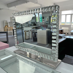 Miroir de table en cristal scintillant, miroir de maquillage éclairé par LED pour la décoration de la chambre et du maquillage - Product Image 6