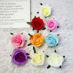 Roses en soie 9cm, têtes de roses artificielles pour décorations murales de mariage, artisanat DIY - Product Image 1