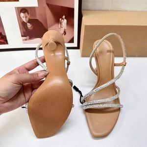 Summer French Pointy Open-Toed High Heels Diamond-Embellish Back <strong>Strappy</strong> Rhinestone Designer <strong>Sandals</strong> for <strong>Women</strong> - Product Image 2