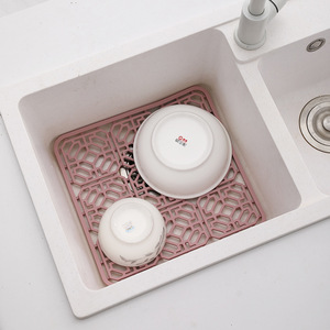 Silicone Kitchen Mat Rectangle Geometric Pattern Heat Insulating Drain Pad For Sink Countertop Protection - Product Image 2