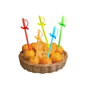Garfo de atividade de festa em forma de espada de plástico, 50 peças, decoração, garfo, crianças, sobremesa, frutas, almoço, acessórios de comida, bolo, palito de dente