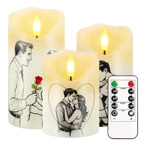 Bougies LED sans flamme avec télécommande, à piles, bougies électriques en <span class=keywords><strong>cire</strong></span> véritable, à intensité variable, fausses bougies pour la maison - Product Image 1