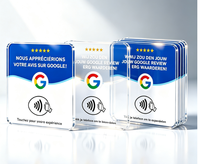 Carte de table NFC en acrylique 12 cm pour avis Google, espagnol, italien, français, 213 13,56 MHz, panneau intelligent Tap to Review pour restaurants