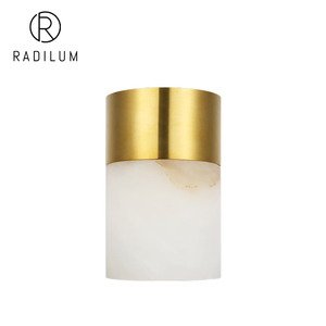 Lámpara de Mesa Recargable de Alabastro, Decoración de Lujo para Hoteles y Bares, Cilindro de Piedra con Tapa Dorada, Lámpara LED Portátil de Alabastro - Product Image 1