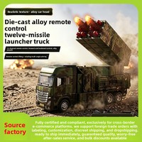 Lanceur de missiles électrique en alliage 1:32, jouet militaire sonore et lumineux avec canon à ressort, canon à canon coulissant, voiture de jouet d'intérieur musicale