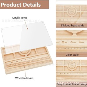 Wooden <b>Beaded</b> <b>Board</b> With Magnetic Acrylic Cover 30x20cm For Bracelet Necklace Design Measuring Scale Included - Product Image 5