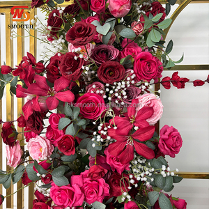 Nouveau design élégant de guirlande florale rouge bordeaux courbée pour la décoration d'arche de toile de fond pour événements de mariage - Product Image 3