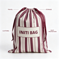 Sac à poussière en toile de coton épaisse réutilisable à rayures imprimées avec cordon de serrage, pochette cadeau personnalisée avec logo