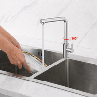 Robinet de cuisine en acier inoxydable à rotation 360 degrés, monocommande, céramique, nickel brossé, mitigeur eau chaude et froide pour cuisine