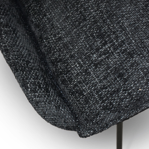 Ensemble de 2 chaises Biagio en tissu noir avec base en métal, chaises de salle à manger d'intérieur - Product Image 3