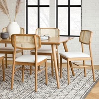 Chaise de salle à manger en bois avec dossier en rotin et coussin moelleux, échantillon gratuit