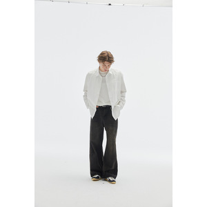2025 nueva camisa de satén para <span class=keywords><strong>hombre</strong></span> Retro Color sólido tendencia nacional estilo básico japonés urbano algodón suelto soporte largo 100% algodón - Product Image 4