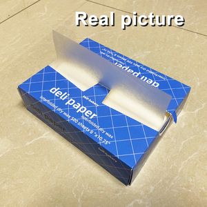 500 lembar 8x10.7 inci kertas lilin kering dilapisi tahan minyak pembungkus Sandwich sekali pakai terjalin untuk Hamburger dan kentang goreng - Product Image 2