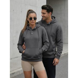 FOXA <b>Mens</b> Hoodie <b>Pullover</b> Quarter Button Fleece Sweatshirt With Pocket Winter Casual Wear - Product Image 4