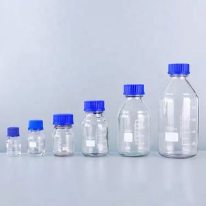 Verrerie de laboratoire haute teneur en borosilicate 3.3 bouteille de réactif en verre bouteille de média avec bouchon à vis bleu 100-20000ml - Product Image 6