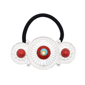 Gold Silver vintage Hairbands Red Beads Ethnic style hair accessories
