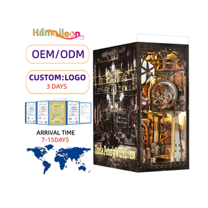 Hamaileon 3D Puzzle en bois Serre-livres à lumière LED Kit de recoin de livre DIY Craft Set Bookshelf Insert Eco-friendly Adult Uncle Peter's Sets - Product Image 1