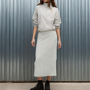 High Quality Custom Blank Polyester/<strong>Cotton</strong> Daily <strong>Wear</strong> Women's Quarter Zip Mock Neck Sweatshirt and Skirt Set - Product Image 1