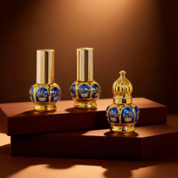 Flacon de parfum en verre haut de gamme de 3 ml avec design couronne, étui métallique, petit cadeau de luxe, flacon à bille pour Oud Attar Musk