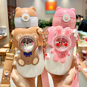 2023 eco-friendly cute animals transparent water bottle plastic to sell