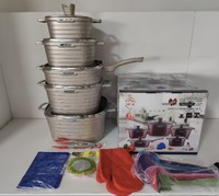 Nouvel ensemble de 21 ustensiles de cuisine carrés en aluminium avec poêle antiadhésive et revêtement granit, batterie de casseroles et kit d'outils de cuisine – Vente en gros