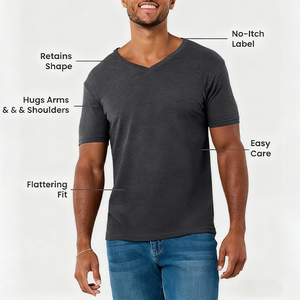 Camiseta de punto con cuello en <span class=keywords><strong>V</strong></span> a la moda, camiseta transpirable de secado rápido con estampado personalizado - Product Image 2