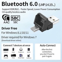Adaptador USB-C Tipo C BT6.0 sin Controlador para Recepción de Audio en Portátiles, para Uso con Teléfonos Móviles EDR+BLE