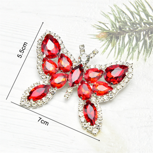 Borboleta inseto pinos cristal combinado Metal base requintado strass broche fivela para vestuário decorativos botões sapatos vestido - Product Image 4