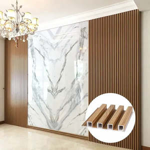 Panneau mural en PVC WPC pour la décoration intérieure, grille de télévision d'entrée à installation rapide CE, panneau WPC cannelé pour la décoration intérieure - Product Image 4