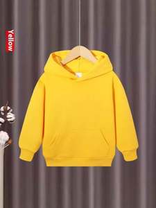 Sudadera con Capucha de 320G al por Mayor, Abrigo de Color Sólido para Jóvenes y Niños, Sudadera con Capucha de Algodón para Otoño - Product Image 4