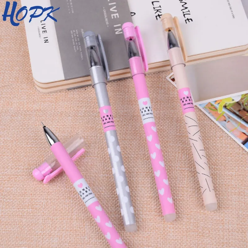 12 Pcs/Set Heart Dots Erasable Pen Blue / Black Ink Cute Ballpoint Pen 0.38mm For School Office Writing Supply Kids Stationery