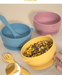 Ensemble de bols d'alimentation pour bébé en silicone sans BPA, avec ventouse puissante, vaisselle pour enfants avec cuillère pour les repas de bébé, bol d'alimentation pour bébé - Product Image 3