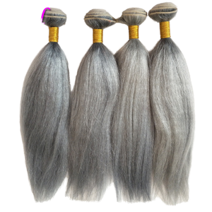 Tissage de cheveux TIANZHU Yak Belly Machine, double trame, non-Remy, lissé, rideau, gris argenté, 50 cm, couleur personnalisable, cheveux Yaki - Product Image 1